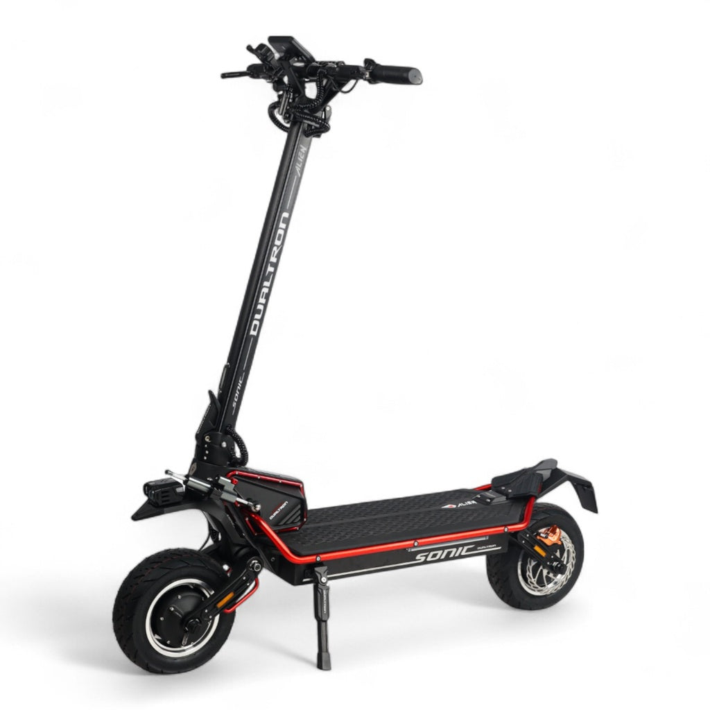 Dualtron Sonic Alien Electric Scooter with red accents on a white background