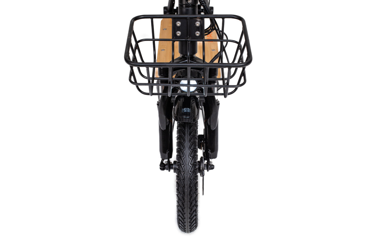 Black kukirin c1 pro electric scooter with a front basket on a white background