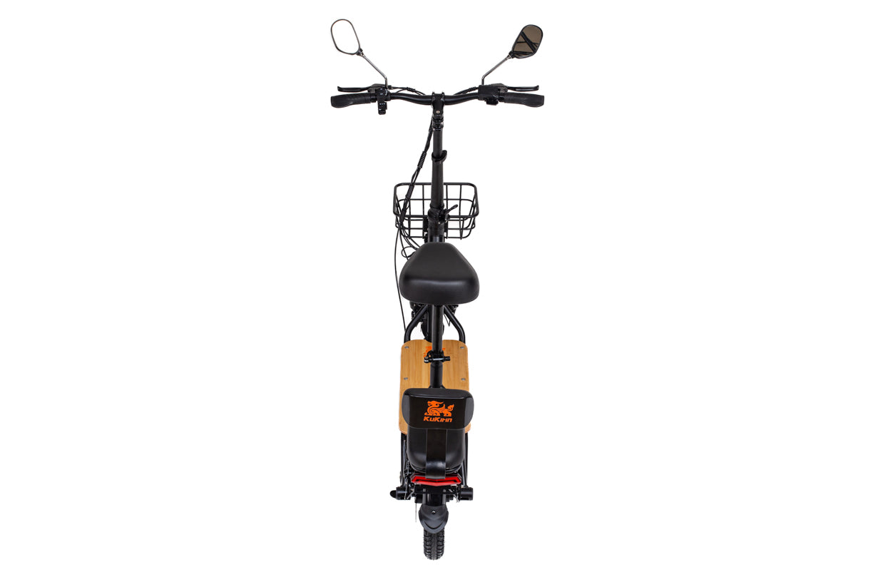 Black kukirin c1 pro electric scooter with basket on a white background