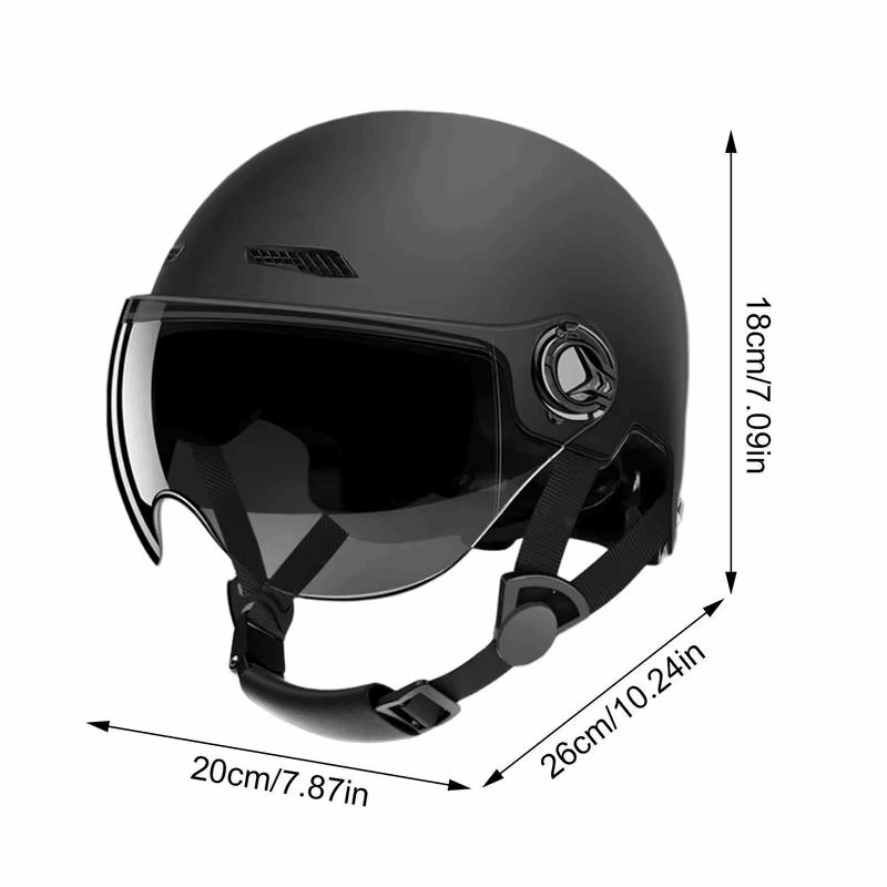 Black helmet with measurement details on a white background - VEPACE