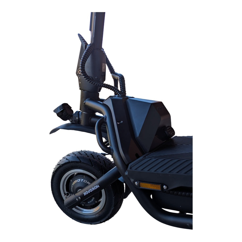 Rovoron R7, R7 Pro Electric Scooter, front wheel, front motor, headlamp, black