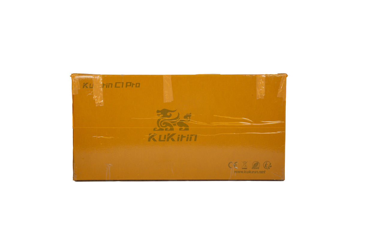 kukirin c1 pro electric scooter Orange packaging with Kukin branding on a white background 