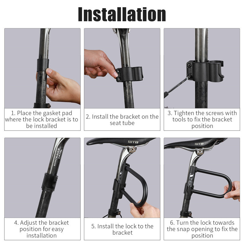 Step-by-step installation guide for U-lock for bicycles, electric scooters, and motorcycles